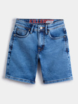 Boys Light Blue Casual Faded Shorts