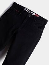 Boys Black Casual Solid Jeans