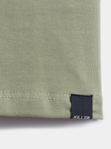 Boys Green Casual Slim Fit Printed Half Sleeves Tshirt