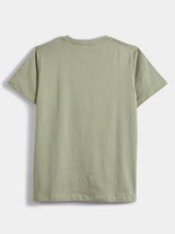 Boys Green Casual Slim Fit Printed Half Sleeves Tshirt