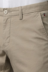 Men's Beige Casual Solid Slim Fit Trouser