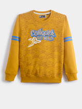 Boys Yellow Casual Slim Fit Printed Full Sleeves Sweatshirt