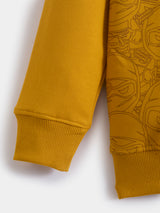 Boys Yellow Casual Slim Fit Printed Full Sleeves Sweatshirt