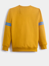 Boys Yellow Casual Slim Fit Printed Full Sleeves Sweatshirt