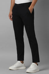 Men's Black Casual Solid Slim Fit Trouser