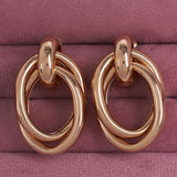 Women's Double Twist Gold Hoops Earrings Set
