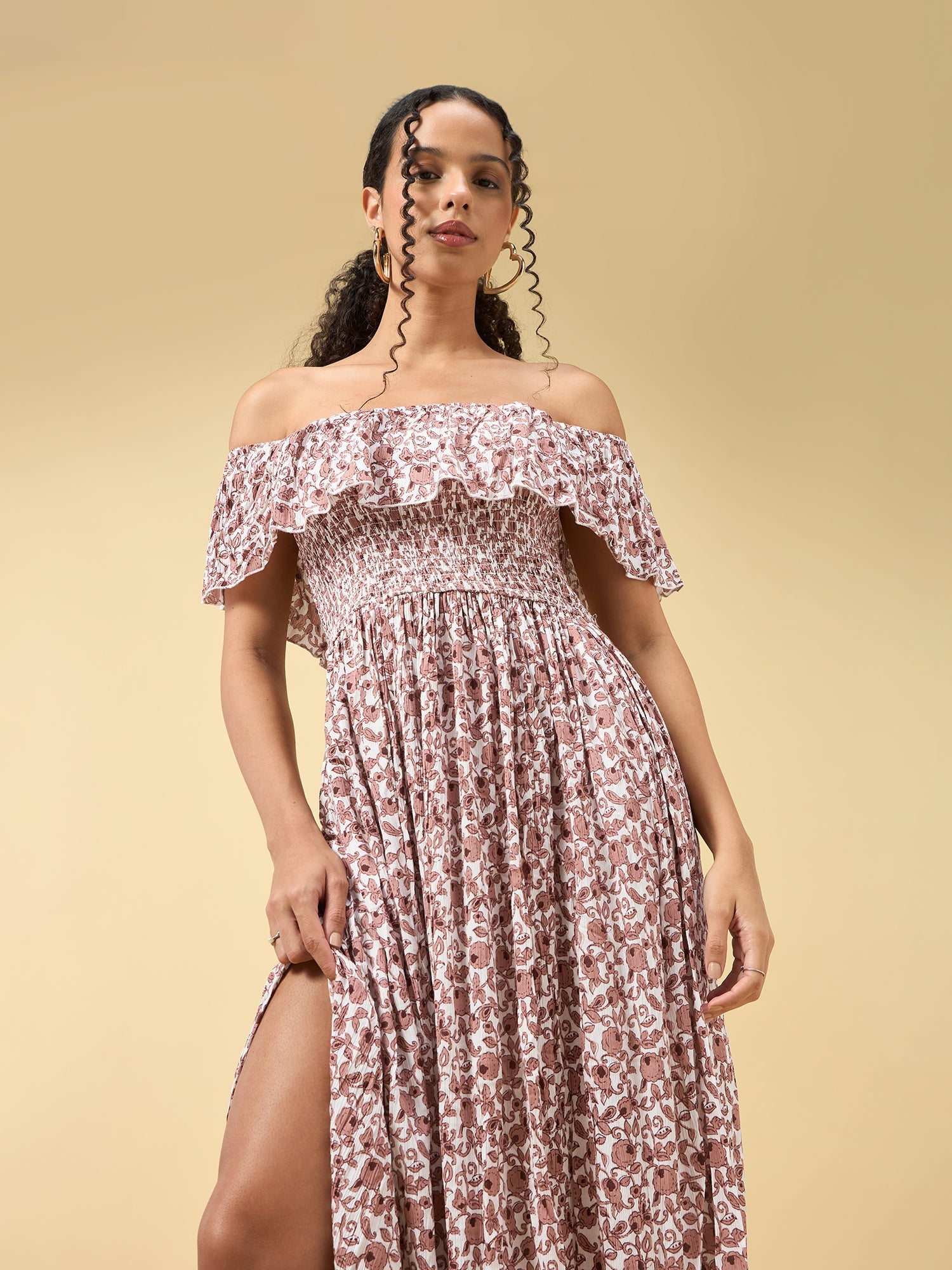 Women's Beige Casual A-Line Dress