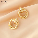 Women's Double Twist Gold Hoops Earrings Set