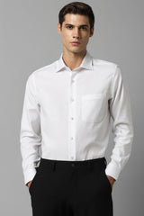 Men's White Formal Solid Regular Fit Full Sleeves Shirt