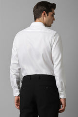 Men's White Formal Solid Regular Fit Full Sleeves Shirt