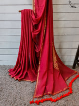 Women's Red Cotton Saree