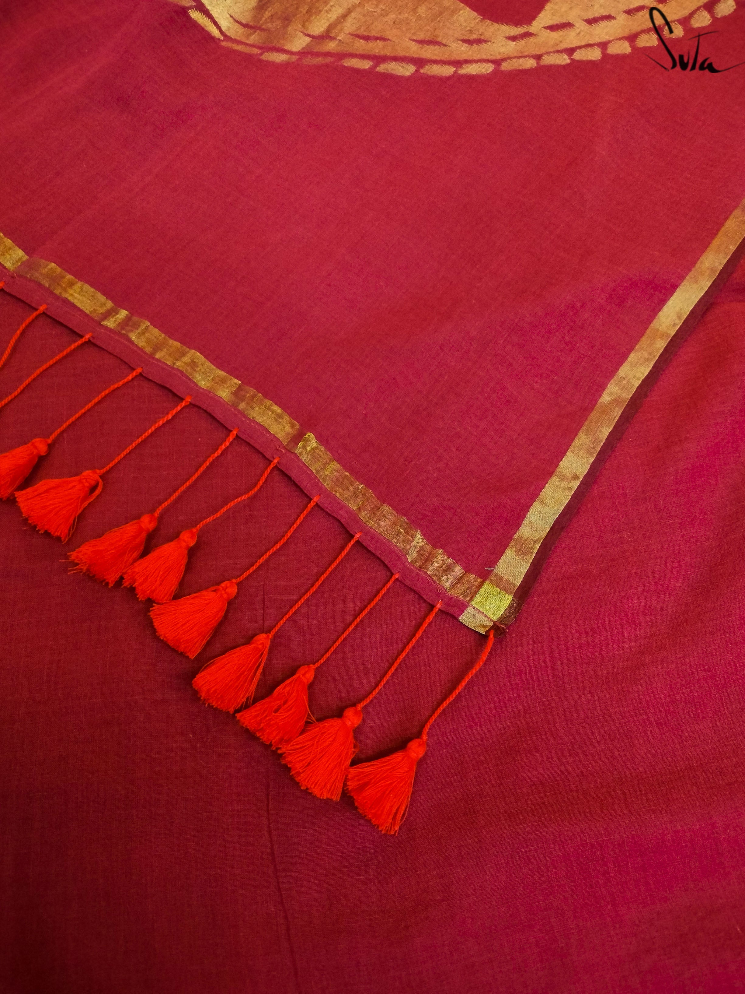 Women's Red Cotton Saree