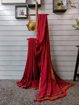 Women's Red Cotton Saree