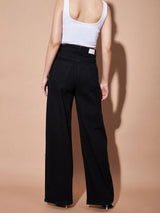 Women's Black Casual Solid Straight Fit Jeans