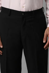 Men's Black Formal Solid Slim Fit Trouser
