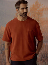Men's Brown Casual Relaxed Fit Solid Half Sleeves Tshirt