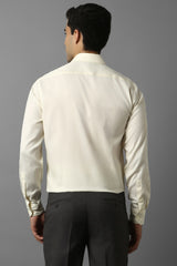 Men's Beige Formal Solid Regular Fit Full Sleeves Shirt