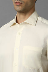 Men's Beige Formal Solid Regular Fit Half Sleeves Shirt