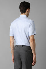Men's Blue Formal Solid Regular Fit Half Sleeves Shirt