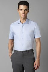 Men's Blue Formal Solid Regular Fit Half Sleeves Shirt