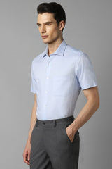 Men's Blue Formal Solid Regular Fit Half Sleeves Shirt
