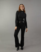 Women's Black Casual Regular Fit Solid Full Sleeves Tshirt