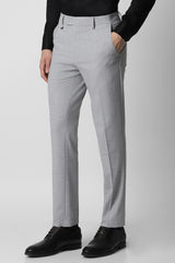 Men's Grey Formal Solid Slim Fit Trouser