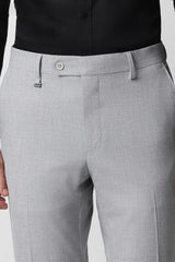 Men's Grey Formal Solid Slim Fit Trouser