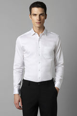 Men's White Formal Solid Slim Fit Full Sleeves Shirt