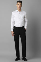 Men's White Formal Solid Slim Fit Full Sleeves Shirt