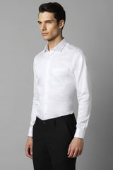 Men's White Formal Solid Slim Fit Full Sleeves Shirt