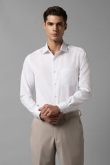 Men's White Formal Solid Regular Fit Full Sleeves Shirt