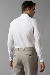 Men's White Formal Solid Regular Fit Full Sleeves Shirt