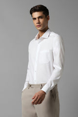 Men's White Formal Solid Regular Fit Full Sleeves Shirt