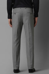 Men's Grey Formal Solid Slim Fit Trouser