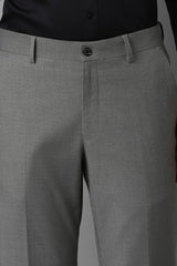 Men's Grey Formal Solid Slim Fit Trouser