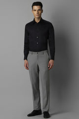 Men's Grey Formal Solid Slim Fit Trouser