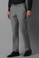Men's Grey Formal Solid Slim Fit Trouser