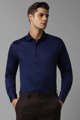 Men's Blue Formal Solid Slim Fit Full Sleeves Shirt
