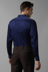 Men's Blue Formal Solid Slim Fit Full Sleeves Shirt