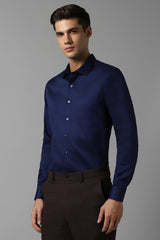 Men's Blue Formal Solid Slim Fit Full Sleeves Shirt