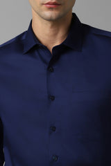 Men's Blue Formal Solid Slim Fit Full Sleeves Shirt