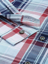 Men's Regular Fit Checkered Full Sleeves Cutaway Collar Casual Over Shirt