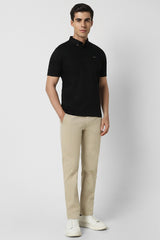 Men's Beige Casual Solid Slim Fit Trouser