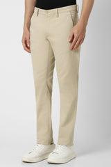 Men's Beige Casual Solid Slim Fit Trouser