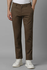 Men's Khaki Casual Solid Slim Fit Trouser