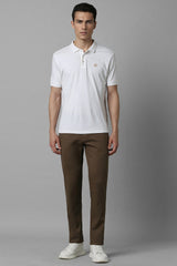 Men's Khaki Casual Solid Slim Fit Trouser