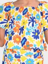 Girls Multicolor Casual Printed Regular Fit Half Sleeves Clothing Set