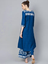Women's Blue Embroidered Suit Set
