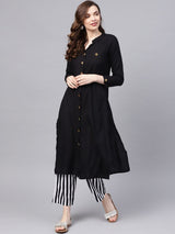 Women's Black Solid Kurta with Trouser
